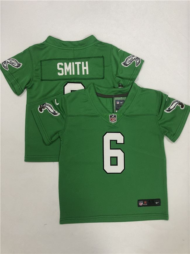Toddlers Philadelphia Eagles #6 DeVonta Smith Green Vapor Throwback Stitched Football Jersey